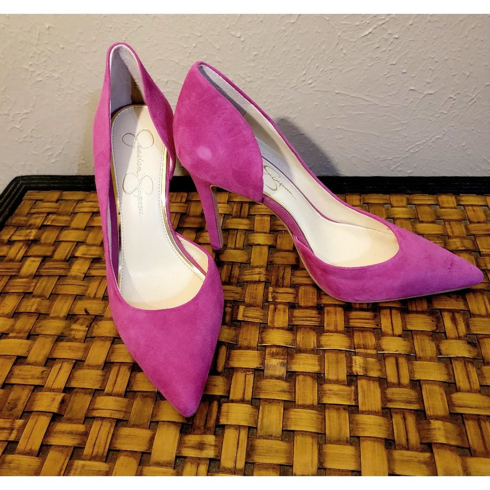 Jessica Simpson Hot Pink Sued Heels, Size 8M